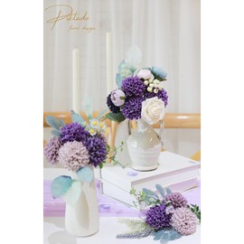 Piklado Artificial Wedding Dahlia Flowers 25 pcs Fake Roses with Stem for DIY Wedding Decor Centerpieces Arrangements Bouquets (Shades of Purple)