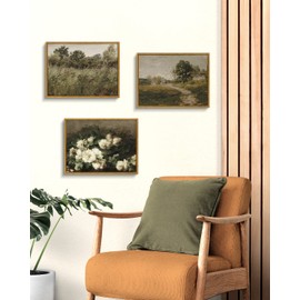 InSimSea Framed Canvas Wall Art Vintage Decor, Canvas Wall Art for Living Room Bedroom Office Bathroom Decor, Vintage Flower Botanical Oil Painting Prints, Home Office Desk Decor, 12"x16"