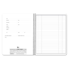 BookFactory Transaction Log Book Transactions Notebook Ledger Register - Wire-O, 100 Pages, 8.5'' x 11” (BX) (Made in USA)