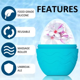 Rodillo De Hielo Para La Cara, Rodillo De Hielo De Masaje, Molde De Hielo De Silicona Reutilizable Herramientasde Cuidado Para Masaje Facial De Ilumina La Piel Para Belleza Facial(Azul)
