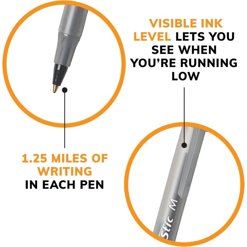 BIC Round Stic Xtra Life Ballpoint Pen, Medium Point (1.0mm),
