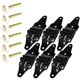 6 Set x Transglobal Mild Steel Roll Up End Hinge (Black)+Nylon Roller (2.00") Works with Freight Trailer Truck Roll Up Door (TG-1209-A, TG-3228)