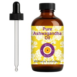 dève herbes Ashwagandha Oil (Withania somnifera) with Glass Dropper | Infused | Pure | Non-Sticky | Lightweight | For Facial Care | Men & Women | 120ml (4 oz)