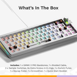 Glorious Gaming - GMMK 3 PRO Barebones Custom Keyboard Kit w/Knob, Custom Modular Aluminum Body & Gasket System,Hotswappable 65% Compact Keyboard, Sound Dampening Foam, Aluminum Switch Plate (Silver)