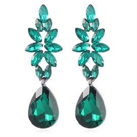 Stocking Stuffers Holiday Outfits for Women 2024 Boho Bridal Earrings for Women Bohemian Emerald Earrings Crystal Teardrop Dangle Earrings for Girls Chandelier Earrings Gifts for Teen Girls（emerald）