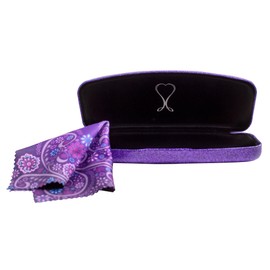 SPUNKYsoul Eye Glasses Case Adult Woman Dazzling Sparkle Smooth Glitter Hard Shell Eyeglass Large Purple
