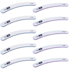 Curved Nail Files 5x 100/180 Grit 5x 180/240 Grit Nail4U Professional Nail File Banana, Boomerang, Emery Board Manicure Pedicure Set of 10