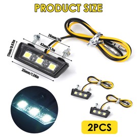 SMCEHEYA Universal LED Motorcycle Number Plate Light 2Pcs | 12V | License Plate Light | Motorcycle Rear Light with 3 Super Bright LEDs | Waterproof | for All Models of Motorcycles and Quads (White)