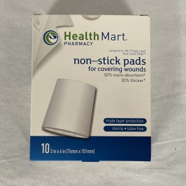 Health Mart Non-Stick Pads 3  x 4 , 10 ct - lot of 3 boxes
