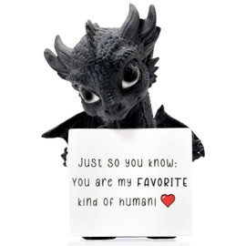 Aura Mojo Dragon Figurine - Fantasy Decor Statue with Customizable Sticker, Emotional Support Gift for Bookshelf & Desk Décor, Birthday Gifts for Women/Men/Friends (Black)