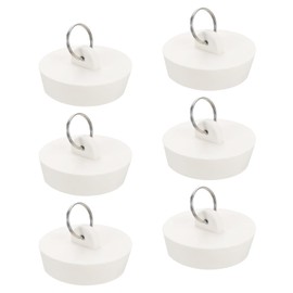 uxcell 6pcs Rubber Drain Stopper with Hanging Ring, Bathtub Drain Plug Fits 1-3/4 Inch to 2 Inch, Rubber Sink Stopper Drain Plug for Bathtub, Kitchen and Bathroom, White