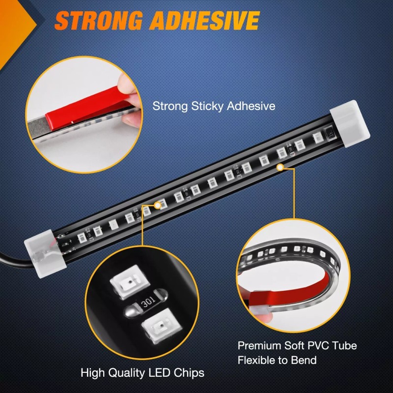 Nilight 2PCS 5Inch LED Motorcycle Turn Signal Tail Light Strips