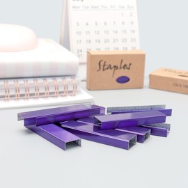 NatSumeBasics Purple Colored Staples 3000 26/6 Standard Staples Refill for Desk Stapler, 1000 Per Pack, Total 3 Packs