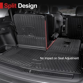 HOUCLEMIC Cargo Mat for 2021-2025 Jeep Grand Cherokee L, All Weather TPE Car Mats Rear Cargo Liner Trunk Mat with Seat Back Cover for 2025 Jeep Grand Cherokee L Accessories