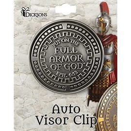 Dicksons Armor of God, Shield Shaped, Silver Toned 2 x 2 inch Zinc Alloy Epoxy, Inspirational, for Car, Vehicle, Truck, Van, Travel, On-The-Go Reminder, Auto Visor with Easy Clip, Single