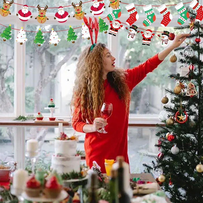 4 Pcs Christmas Hanging Banner Christmas Decorations, Merry Christmas Banner,