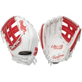 Rawlings | LIERTY ADVANCED Color Series Fastpitch Softball Glove | Left Hand Throw | 12.75' Pro H-Web | White/Scarlet/Platinum