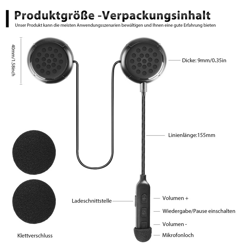 HOSPAOP Motorcycle Helmet Headphones Bluetooth, Motorcycle Helmet Wireless Headset Bluetooth