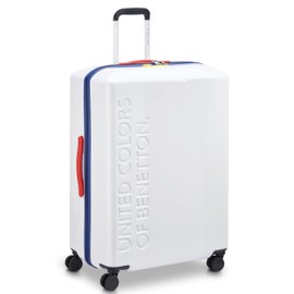 United Colors of Benetton United Hardside Luggage with Spinner Wheels, White, Checked-Large 27 Inch
