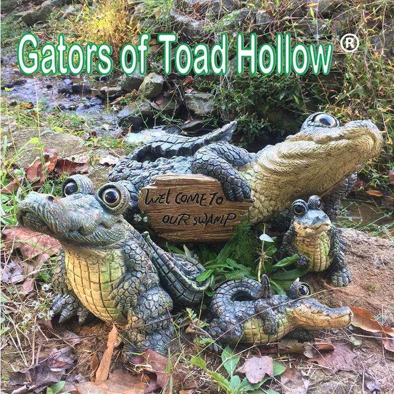 Toad Hollow Large Lying Gator Home & Garden Alligator Statue