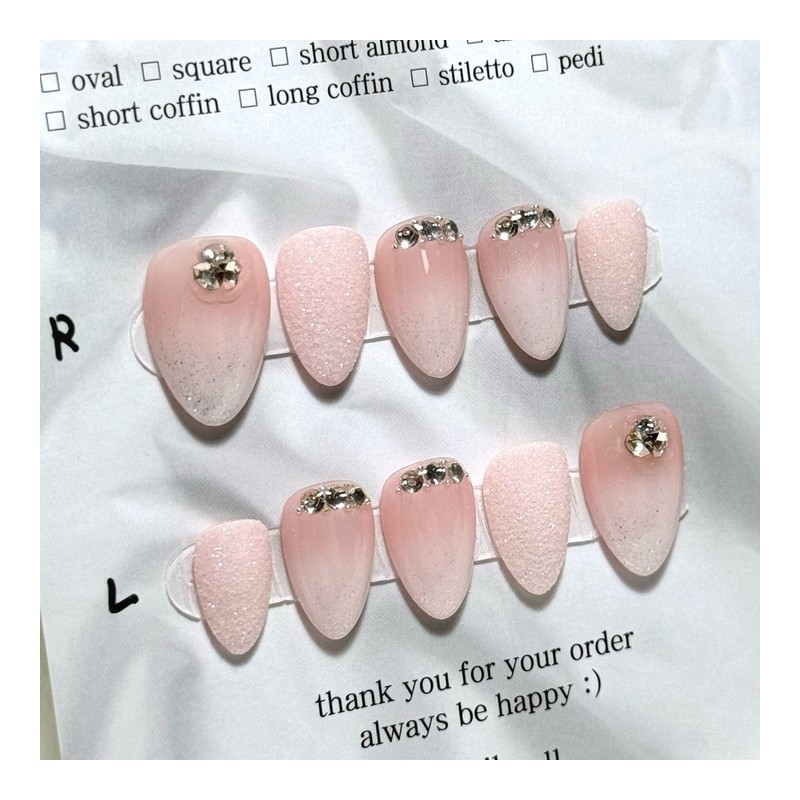 Wedding cubic foam handmade nail tips - short almond /