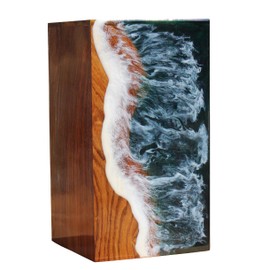  Ocean Wooden Resin Urn | Sea Shore Urn | Unique Urn | Modern Urn | Urns For Human Ashes | adult male urn