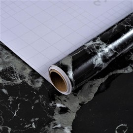HOLOMEY 16x118 inch Black Marble Contact Paper Peel and Stick Countertop Waterproof Vinyl Glossy Granite Wallpaper Removable Self-Adhesive Film for Kitchen Cabinet Furniture Decoration