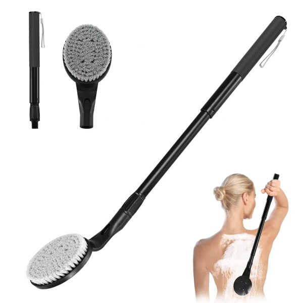 Gobiteli Best Scrubber for Shower 25 Long Handle Shower Brush