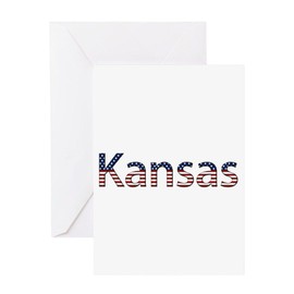 CafePress Kansas Stars And Stripes Folded Greeting Card Glossy