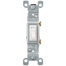 Leviton 1451-WCP 15-Amp, 120-Volt, Toggle Framed Single-Pole AC Quiet Switch, Residential Grade, Non-Grounding, White