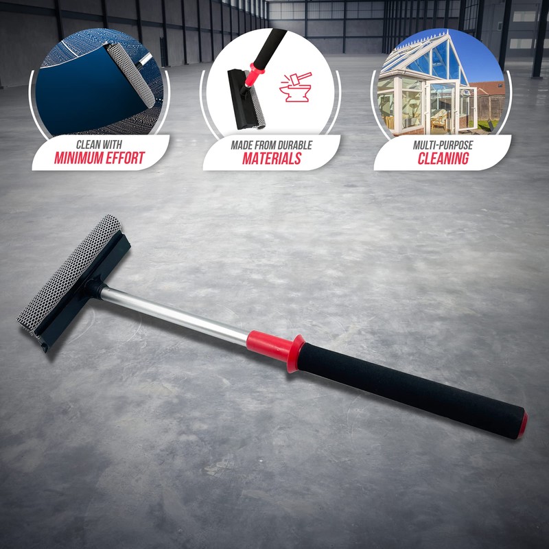 2 in 1 Telescopic Window Squeegee with Durable Squeegee Blade