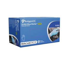 box 100 Bodyguard 4 Blue Nitrile Powder Free Disposable Gloves [Large]