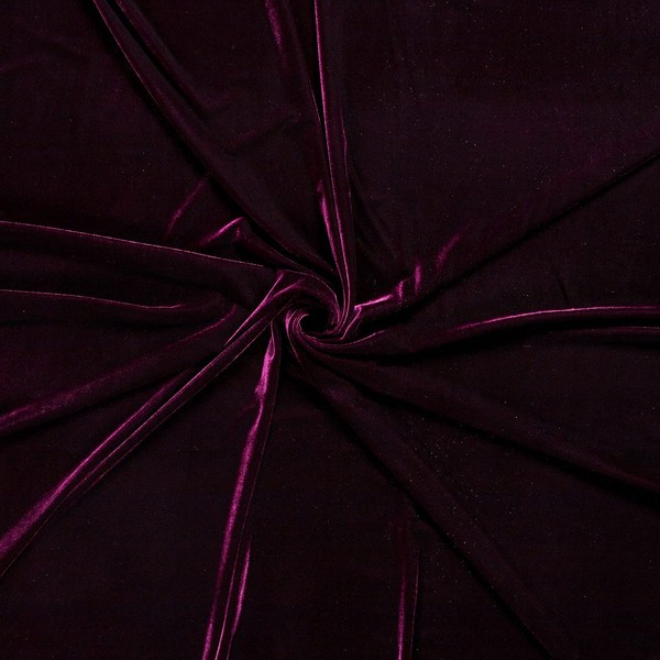 Luxury Stretchy Shiny Velvet Fabric Material - Wine, 1MTR 150x100cm