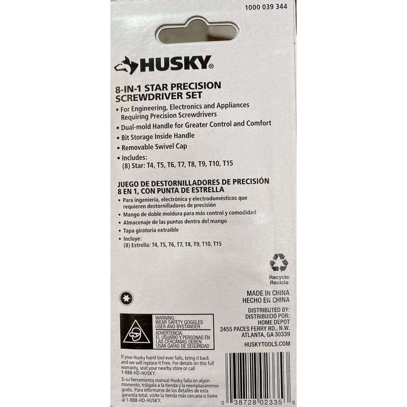 Husky 1000 039 344 8-in-1 Star Precision Screwdriver Set