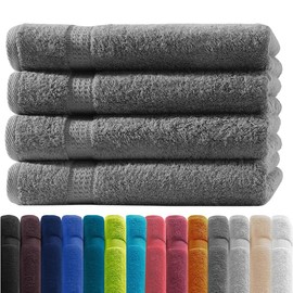 Zestri Terry Guest Towel Set of 4 Anthracite 30 x 50 cm 100% Cotton 500 g/m² Oeko-Tex Standard 100 Hand Towel Guest Towel