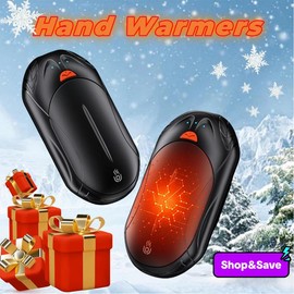 OUTJUT Hand Warmers,Rechargeable 2 Pack, 6000mAh Hand Warmer,20Hrs Long Heating Electric, Portable Pocket Heater, Camping Outdoor, Gifts for Christmas - Color: White