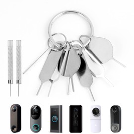 10 Pcs Doorbell Removal Pin Kit, Security Pin Key Release Removal Tool for Most Brands of Video Doorbell, for Easy Installation and Maintenance (8 Pins, 2 Punch Tools & Key Ring)