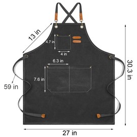 Aprons for Women and Men, Kitchen Chef Apron 6 Pockets Water-Resistant for Cooking BBQ working (Canvas Black, 27 x 30.3 IN)