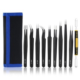 DFsucces Tweezers, Precision Tweezers, Ultra Fine Tweezers, Anti-corrosion, Stainless Steel, Anti-Static, For Precision Instruments, 0.06 inch (1.5 mm) Thick, ESD Tweezers, For Electronic Crafts,