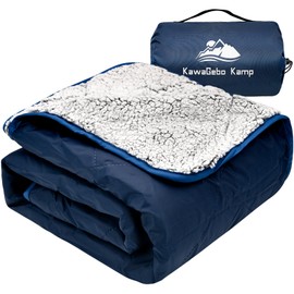 KawaGebo Kamp Sherpa Warm Camping Blanket - Waterproof Stadium Blanket Outdoor for Cold Weather,Camp, Sports Mom and Concert - Weather Proof Foldable Blanket