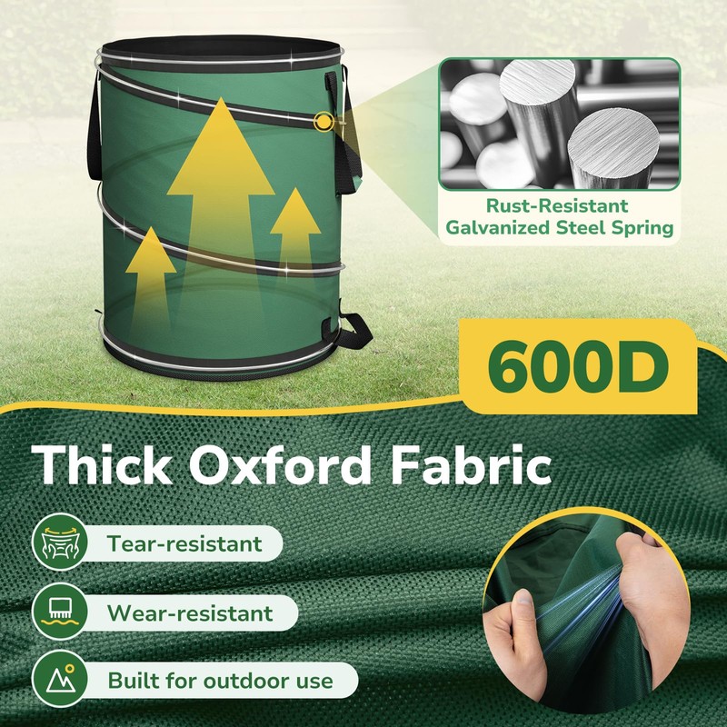 GreatBuddy Collapsible Trash Can 45 Gallon 2 Pack, Pop Up