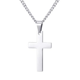CarPlusStudio Cross Necklace for Men Women - Cross Pendant Chain 316L Stainless Steel Silver/Gold/Black Cross Chain Necklaces Gifts for Easter, Birthday, Christmas