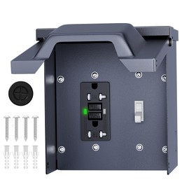 Joinfworld Outdoor Electrical Outlet Box with 20 Amp WRTR GFCI Receptacle and Switch ETL Listed Weatherproof GFCI Outlet Box with 3R Enclosure Rainproof Cover