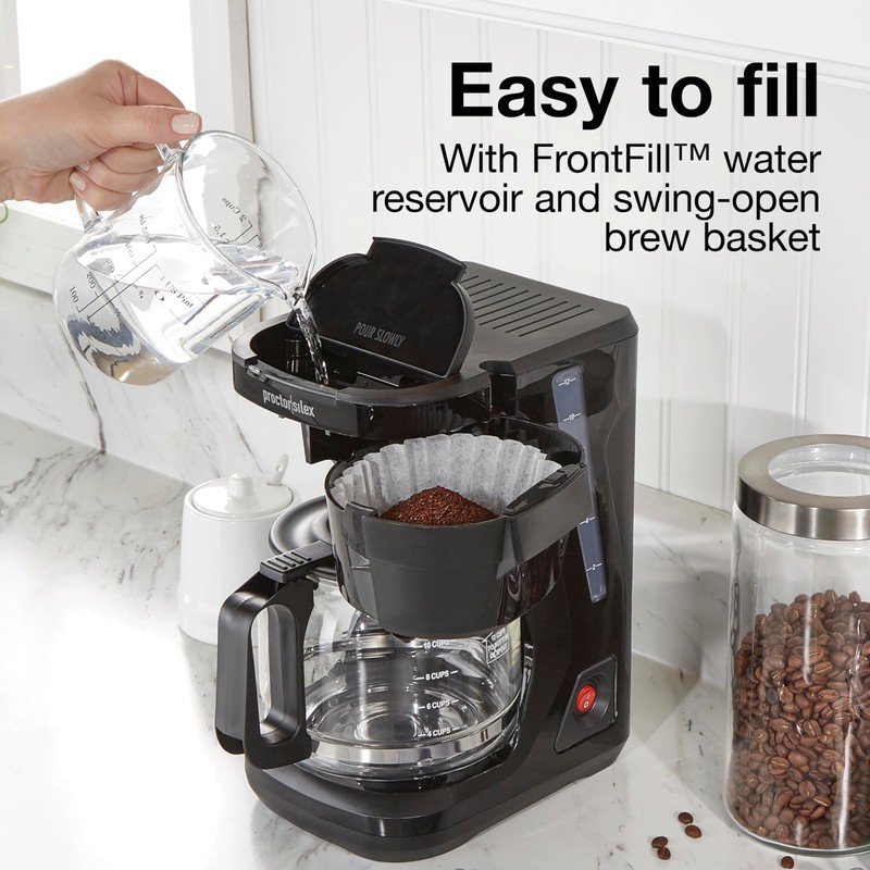 Proctor Silex FrontFill Drip Coffee Maker, Digital & Programmable, 12