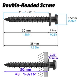 Ansoon Bear Claw Double-Headed Wall Picture Screws, 4-in-1 Picture Drywall Hanging Hooks Screw for Pictures, D-Rings, Sawtooth, Wire Holding Up to 30 Pounds for Hanging and Mounting (Black Zinc, 50)