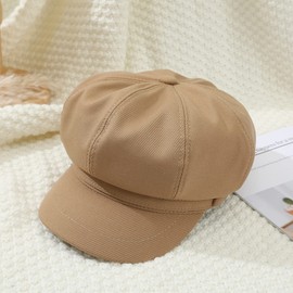 Weuiean KDT-641 Newsboy Hat Cap, Women's, Men's, Hunting Hat, Windproof, Cold Protection, With Brim, UV Protection, Small Face Effect, Stylish, Spring, Summer, Autumn and Winter, Khaki