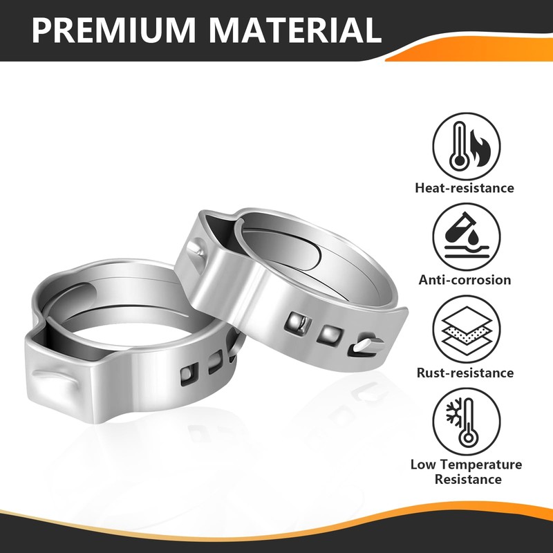 100-PCs HeSun 3/4 Inch PEX Crimp Ring, Premium 304 Stainless