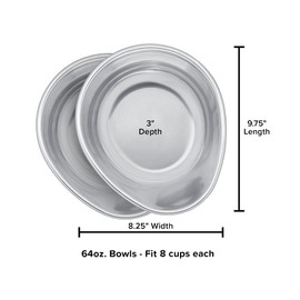 WeatherTech Extra Pair of Bowls - 64 oz, Stainless Steel (BOWL64PR)
