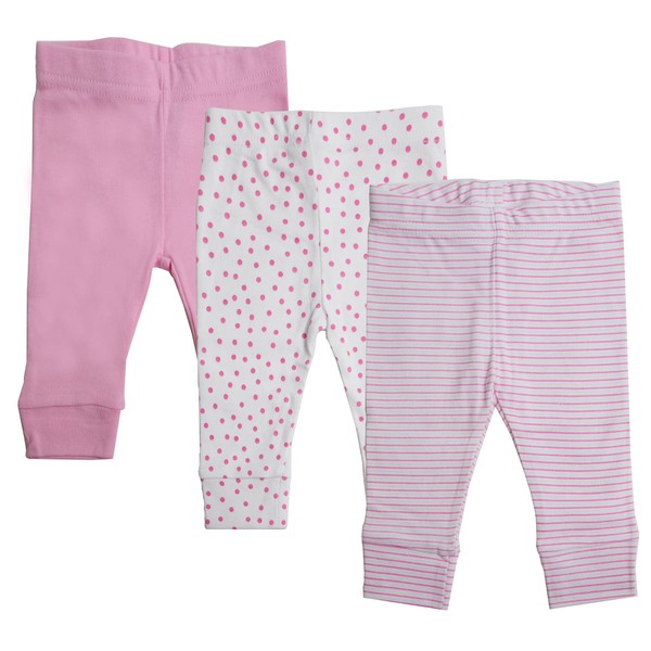 Spasilk Tapered Pants, Girls Cotton Pants, 3 Pack, Pink Dots,