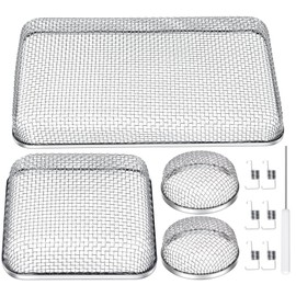 TOODOO 4 Pack RV Furnace Vent Cover, RV Flying Insect Screen for RV Water Heater Vent Cover (8.5 x 6 Inch)(4.5 x 4.5 Inch) (2.8 Inch) Stainless Steel Mesh with Installation Tool